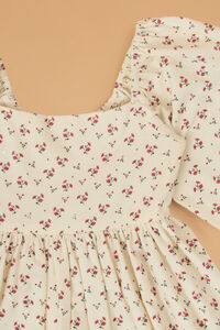 Ella Velvet Trim Floral Dress Detail 2 - Altar'd State