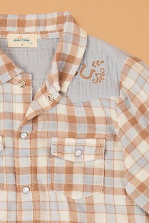 Western Plaid Button Up Shirt - Altar'd State - 
