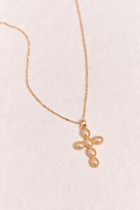 18K Gold Oval Pearl Cross Necklace - Altar'd State