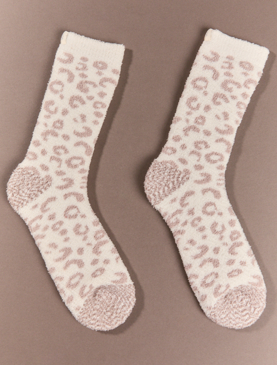 Leopard Print Fuzzy Socks Detail 1 - Altar'd State