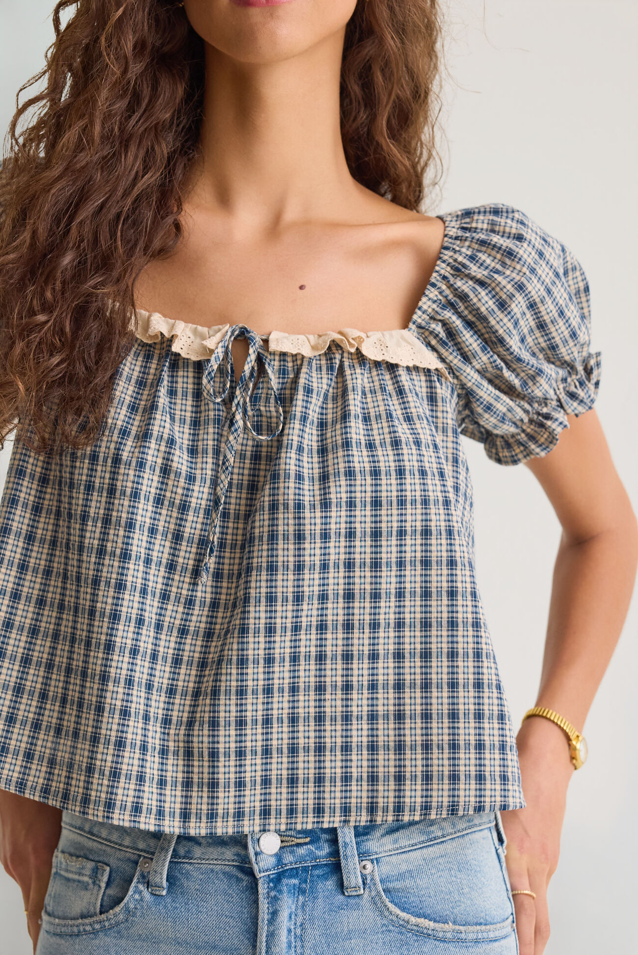 Abbi Gingham Babydoll Top