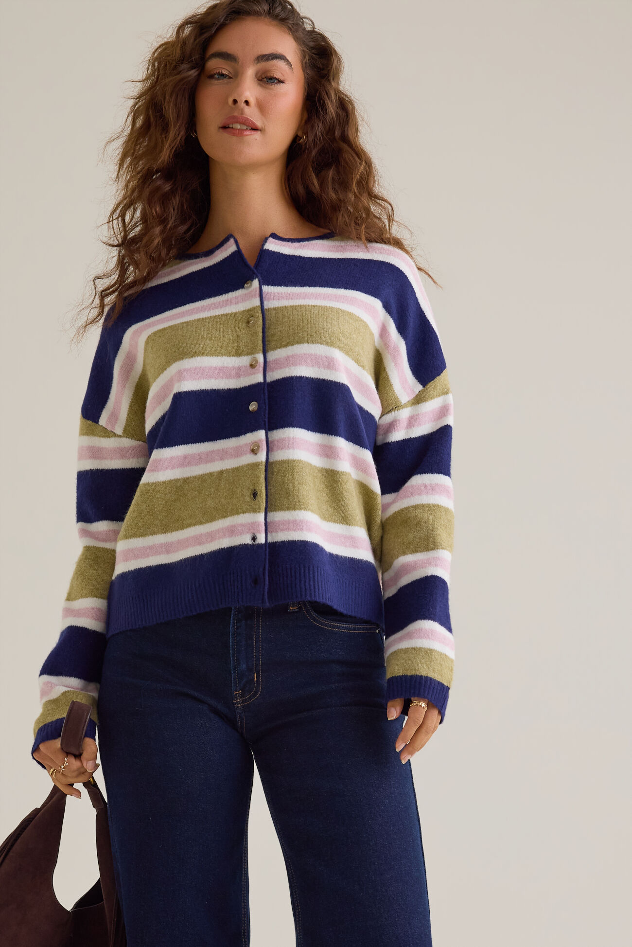 Toni Multi Stripe Button Cardigan