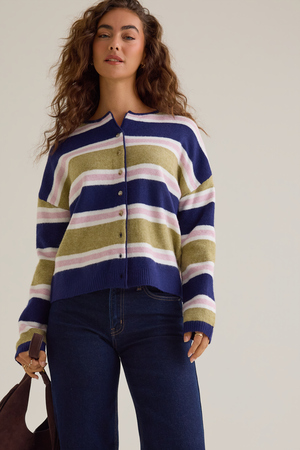 Toni Multi Stripe Button Cardigan - Altar'd State - 