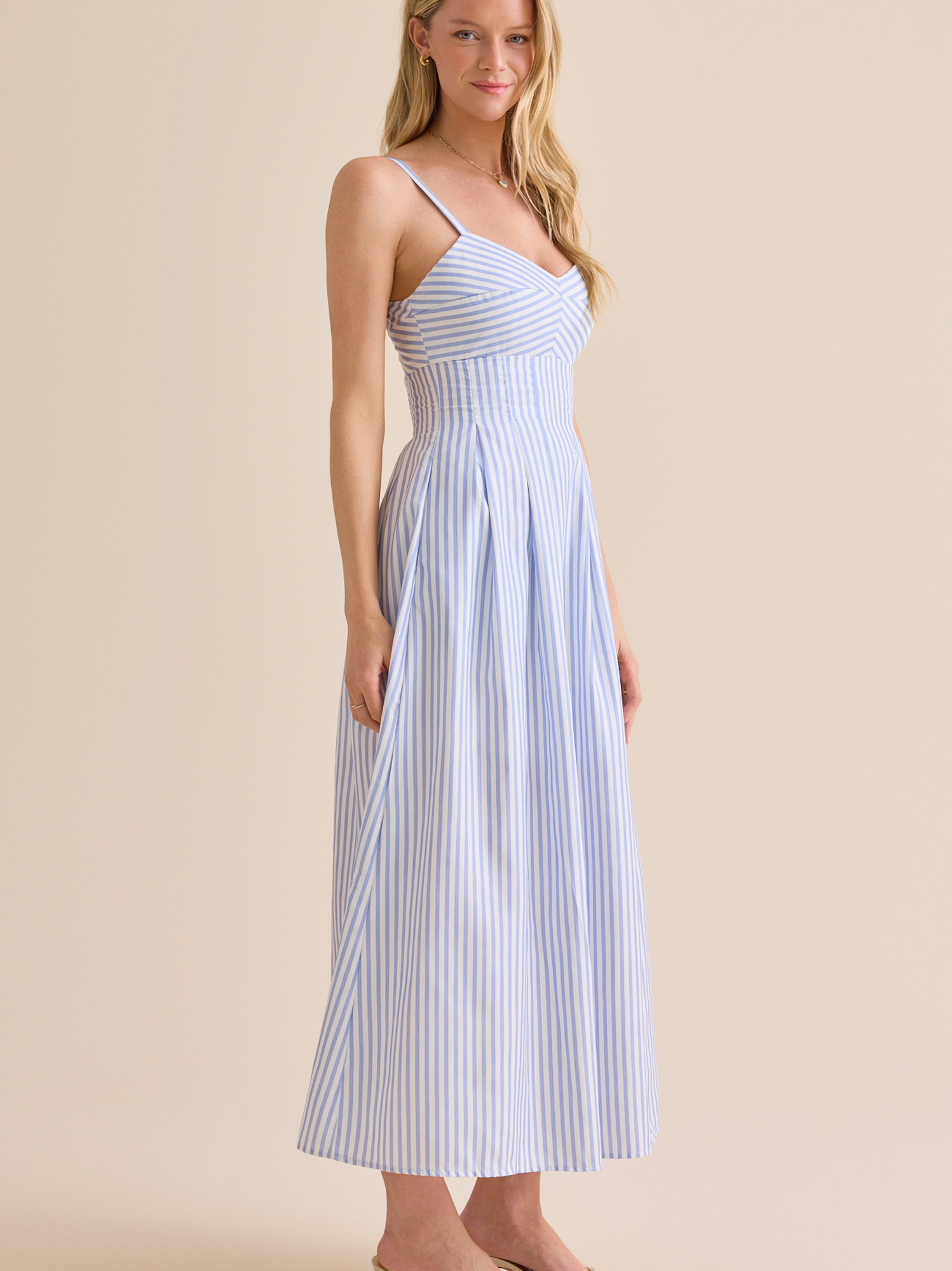 Alouette Maxi Dress in White & Blue | Altar'd State
