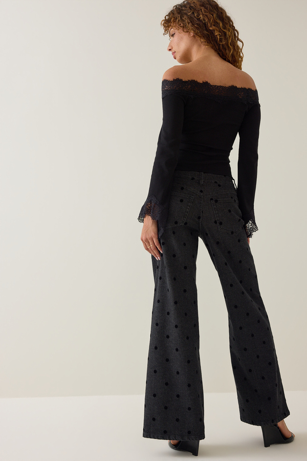 Josie Polka Dot Wide Leg Jean Detail 6 - Altar'd State