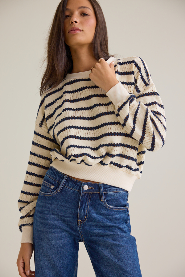 Brooke Textured Striped Top Detail 2 - Altar'd State