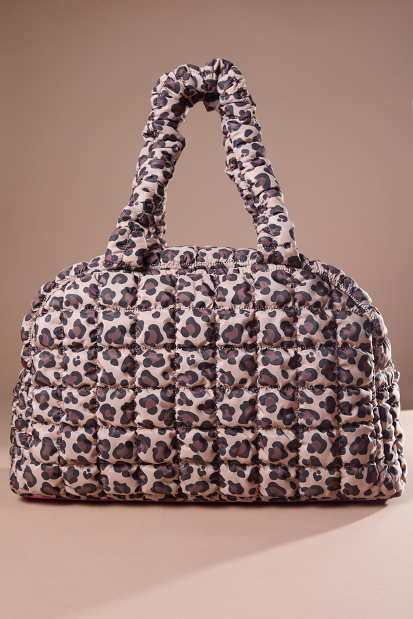 Proficient Cheetah Puffer Duffel Bag in Brown | AS Revival