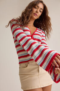 Juno Multi-Stripe Tie Cardigan - Altar'd State