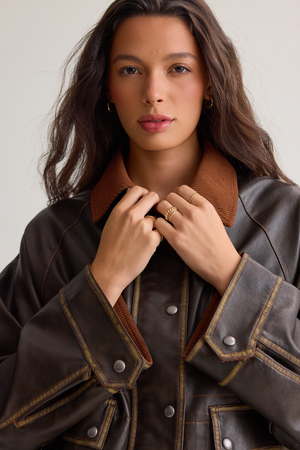 Lilah Vegan Leather Oversized Jacket - Altar'd State - 