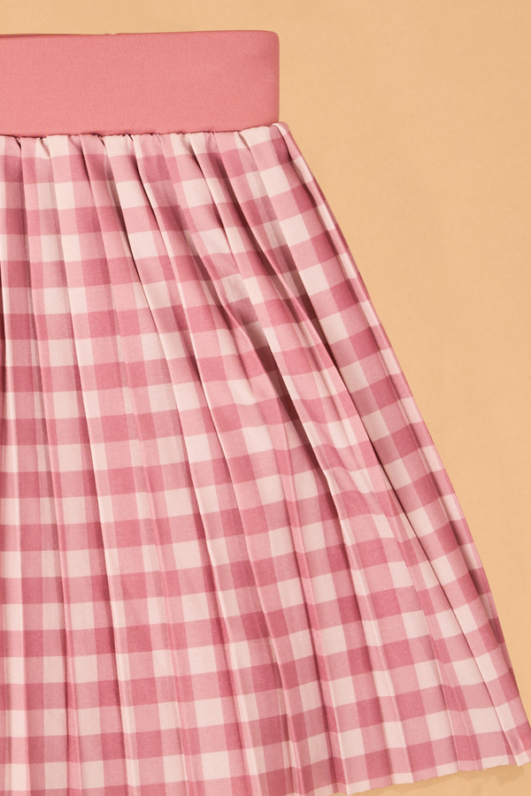 Tatum Gingham Pleated Cheer Skort Detail 3 - Altar'd State
