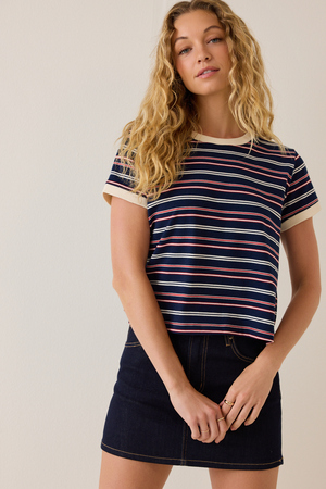 Kristie Stripe Contrast Trim Tee - Altar'd State - 