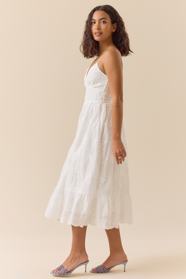 Calianna Embroidered Midi Dress in White