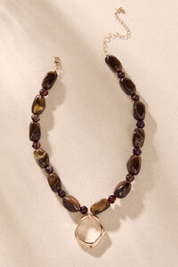 Beaded Stone Open Circle Necklace - Altar'd State