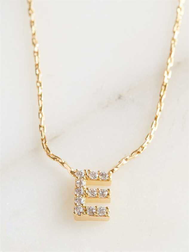Rhinestone Initial Necklace – E | Altar 
