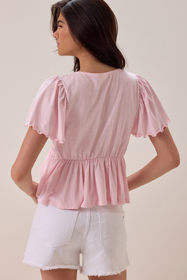 Nia Crochet Babydoll Tee Detail 4 - Altar'd State