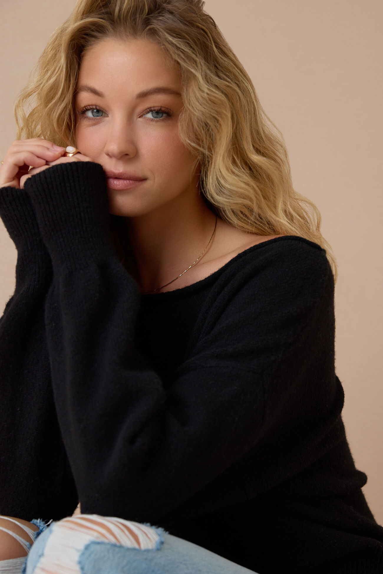 Marisol Boatneck Banded Hem Sweater