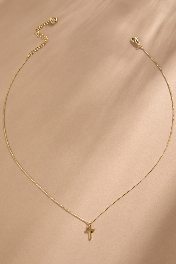 18k Gold Faithful Cross Charm Necklace - Altar'd State