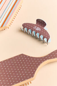 Brown Blue Polka Dot Claw Clip Detail 2 - Altar'd State