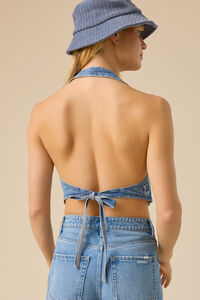 Emilie Star Denim Halter Tank Detail 5 - Altar'd State