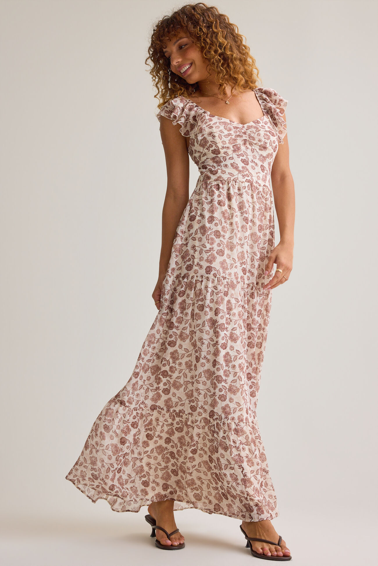 Julie Adeline Floral Ruffle Maxi Dress
