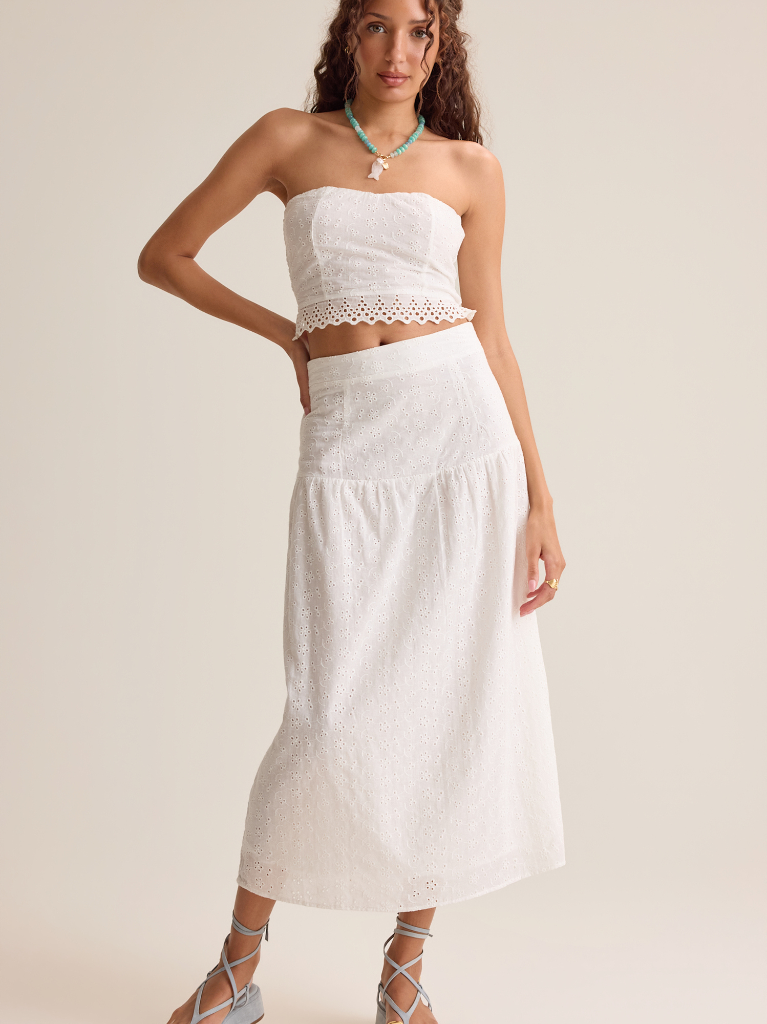 Hayes Eyelet Tube Top in White | Altar'd State