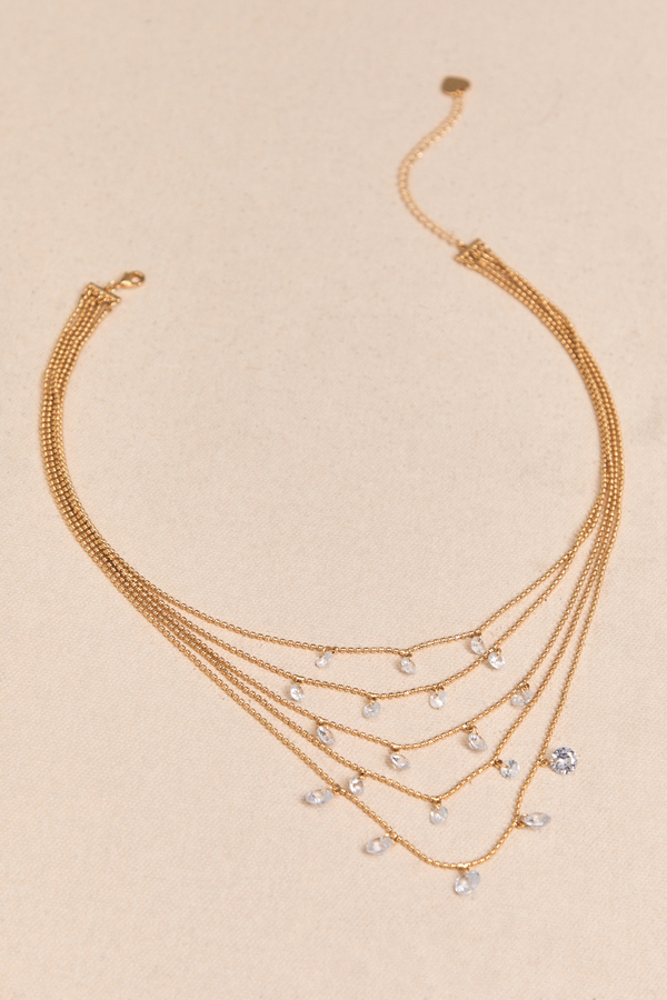 18K Gold 5 Layer Crystal Necklace - Altar'd State