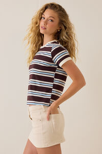 Miley Stripe Contrast Tee Detail 3 - Altar'd State