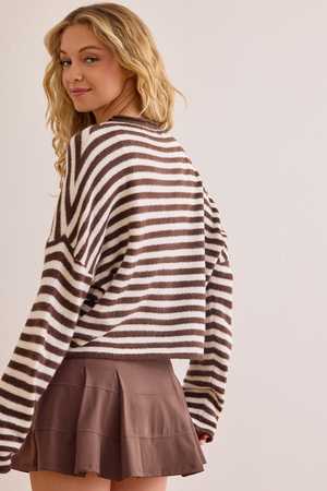 Major Stripe Button Cardigan - Altar'd State - 