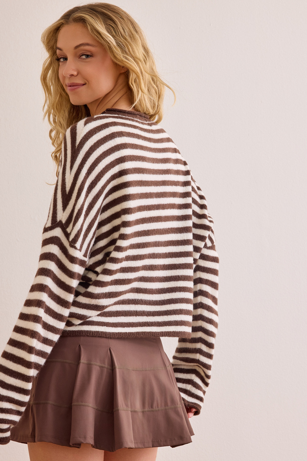 Major Stripe Button Cardigan Detail 5 - Altar'd State