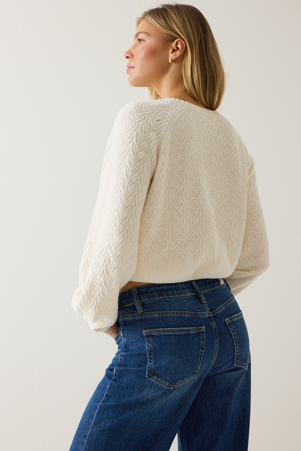 Alyssa Leaf Chenille Sweater Detail 6 - Altar'd State
