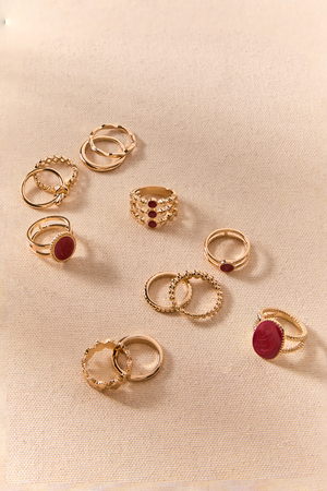 Burgundy Gem Ring Set - Altar'd State - 