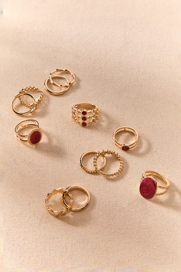 Burgundy Gem Ring Set Detail 2 - Altar'd State