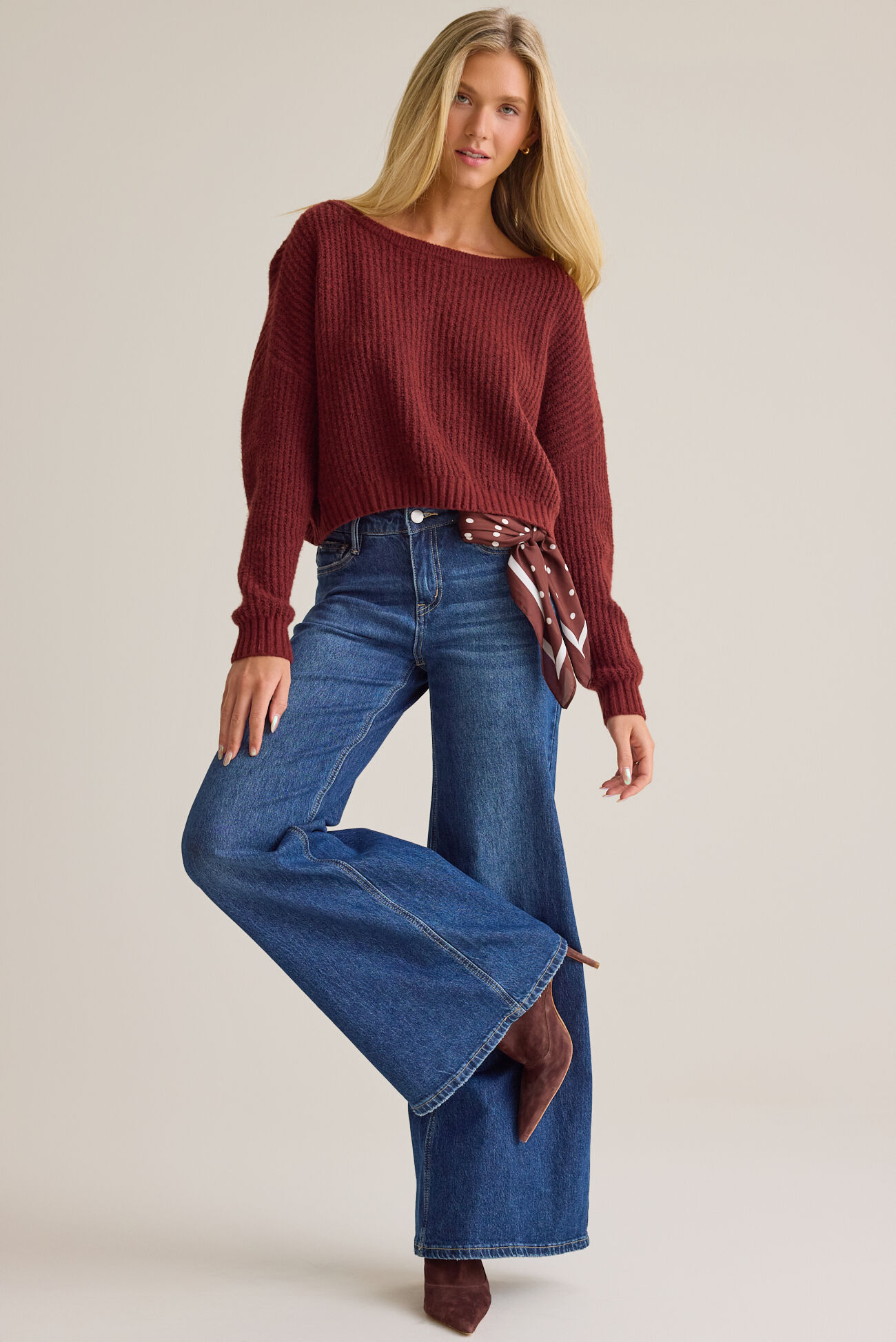 Linden Ribbed Boatneck Crop Sweater