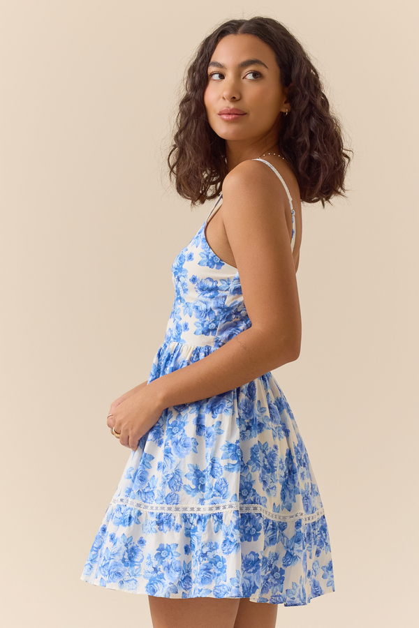 sachin and babi light blue dress Blue Floral Fit and Flare Dress in White main image 1