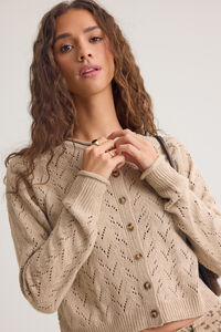 Elara Pointelle Button Up Cardigan Detail 2 - Altar'd State