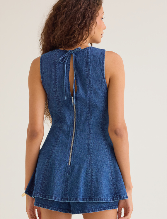 Aizza Sleeveless Denim Flowy Romper Detail 3 - Altar'd State