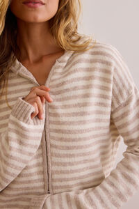 On My Way Stripe Zip Up Sweater Detail 2 - Altar'd State