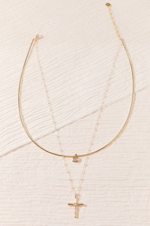 Faith & Pearl Layered Necklace - Altar'd State