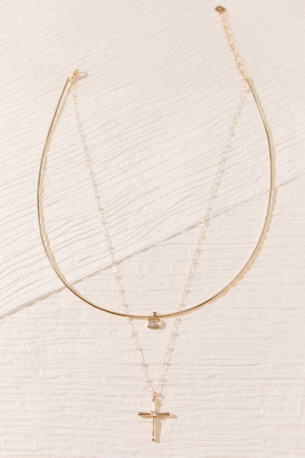 Faith & Pearl Layered Necklace Detail 3 - Altar'd State