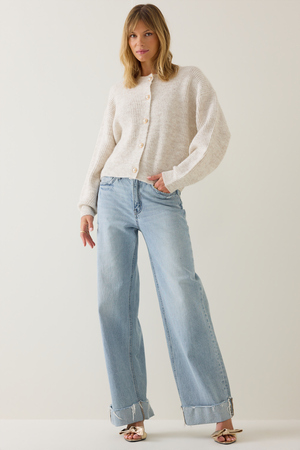 Calla Ribbed Pearl-Button Oversized Cardigan - Altar'd State