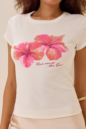 Here Comes the Sun Hibiscus Baby Tee - Altar'd State - 