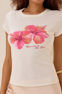 Here Comes the Sun Hibiscus Baby Tee Detail 2 - Altar'd State