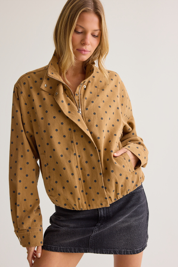 Fiona Polka Dot Funnel Jacket Detail 3 - Altar'd State