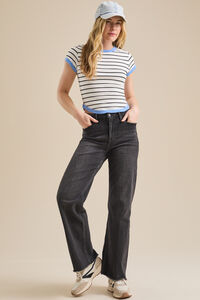 Casey Fitted Contrast Stripe Tee Detail 2 - Altar'd State