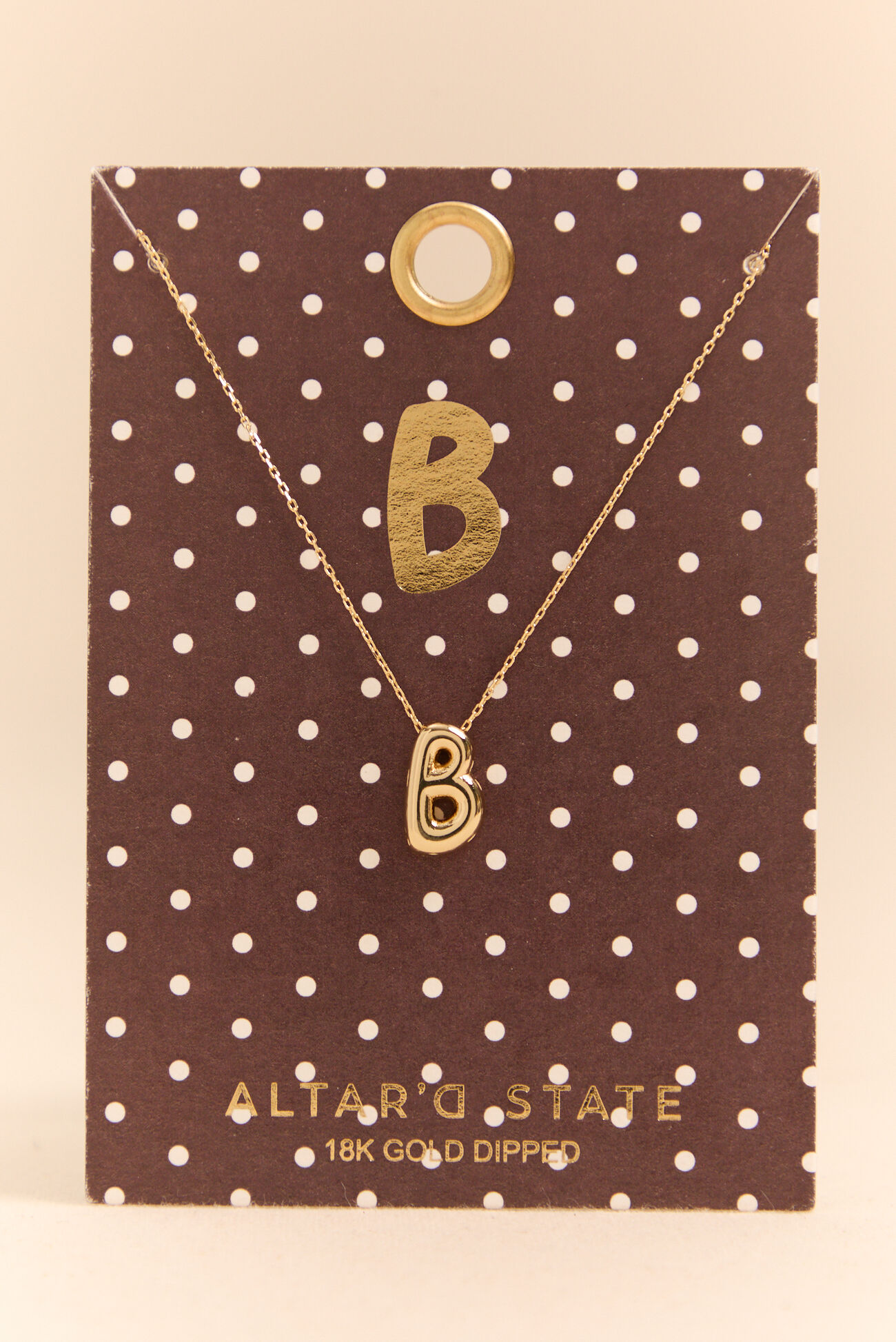 18k Gold B Bubble Monogram Necklace