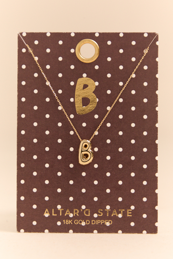 18k Gold B Bubble Monogram Necklace - Altar'd State