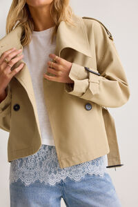 Elowen Cropped Trench Jacket Detail 2 - Altar'd State