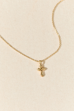 18K Gold Amen Cross Charm Necklace - Altar'd State - 