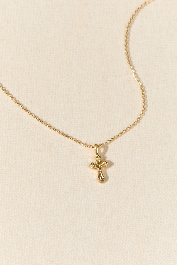 18K Gold Amen Cross Charm Necklace Detail 2 - Altar'd State