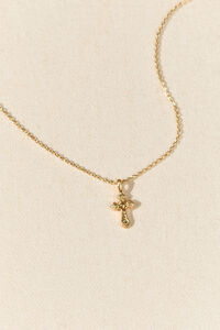 18K Gold Amen Cross Charm Necklace Detail 2 - Altar'd State